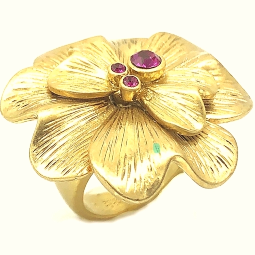 Lia Sophia Goldtone Floral ring